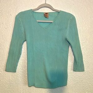 Faded Glory, aqua colored sweater top size medium.